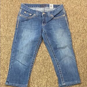 Cruel Girl Melissa Medium Blue Cropped Jeans with Contrast Stitching